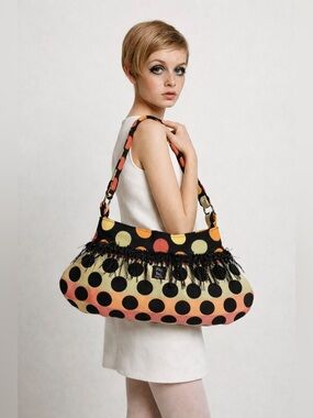 Handcrafted Nag Bag Pop Art Polka Dot Shoulder Bag 60’s Mod Twiggy Style Purse
